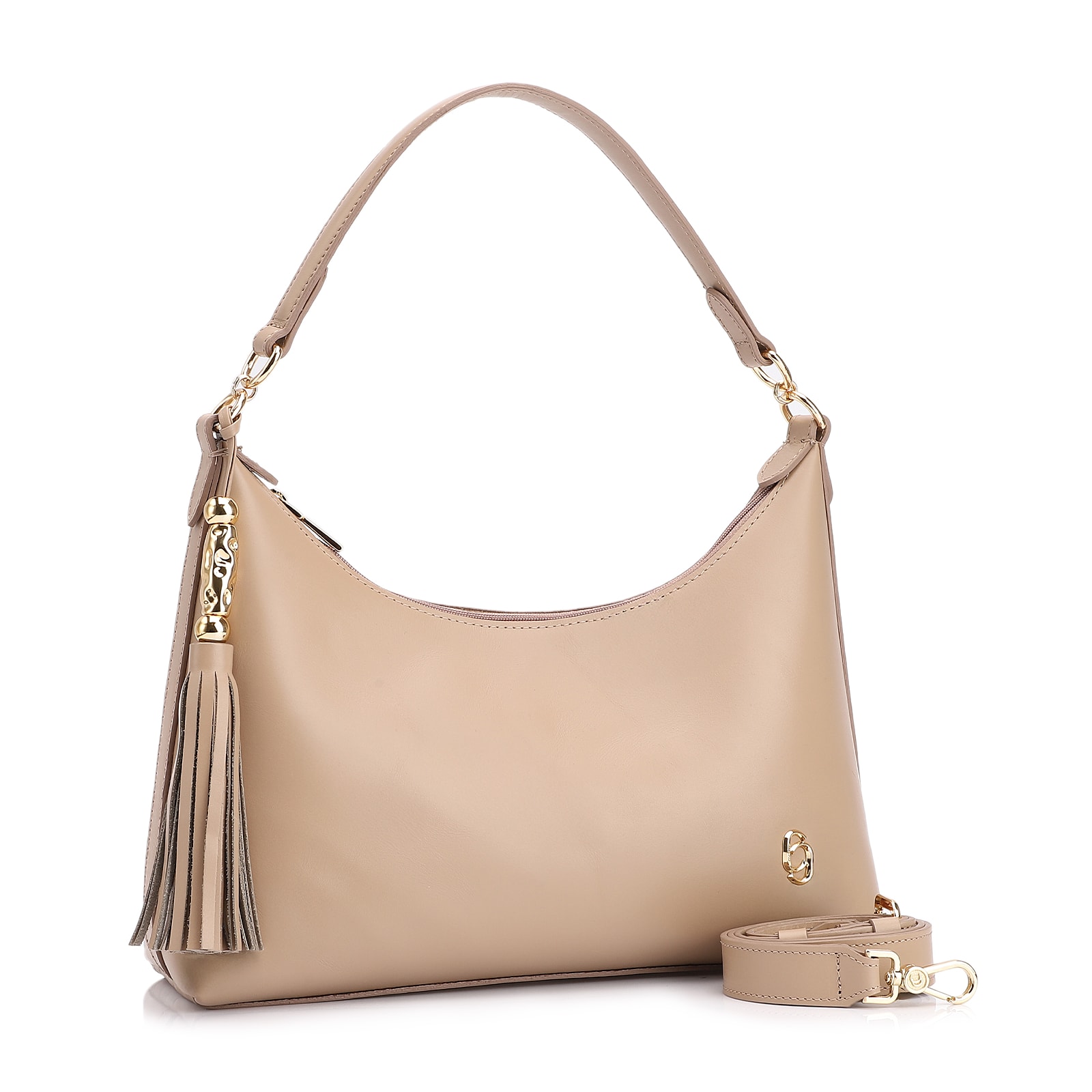 Bolsa De Ombro Couro Bege