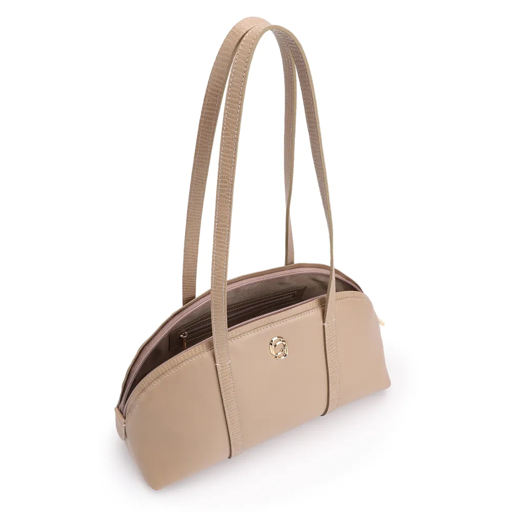 Bolsa De Ombro Couro Bege/Couro Lezard Bege - imagem 4