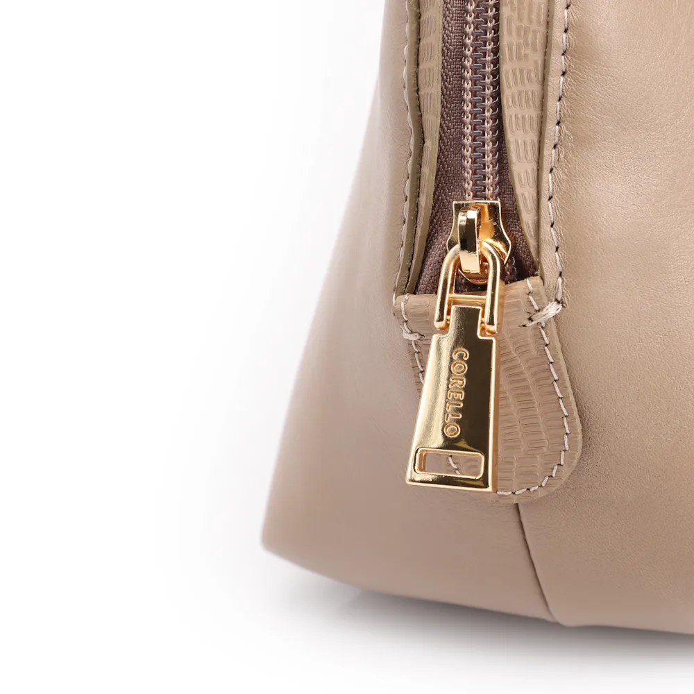Bolsa De Ombro Couro Bege/Couro Lezard Bege - imagem 5