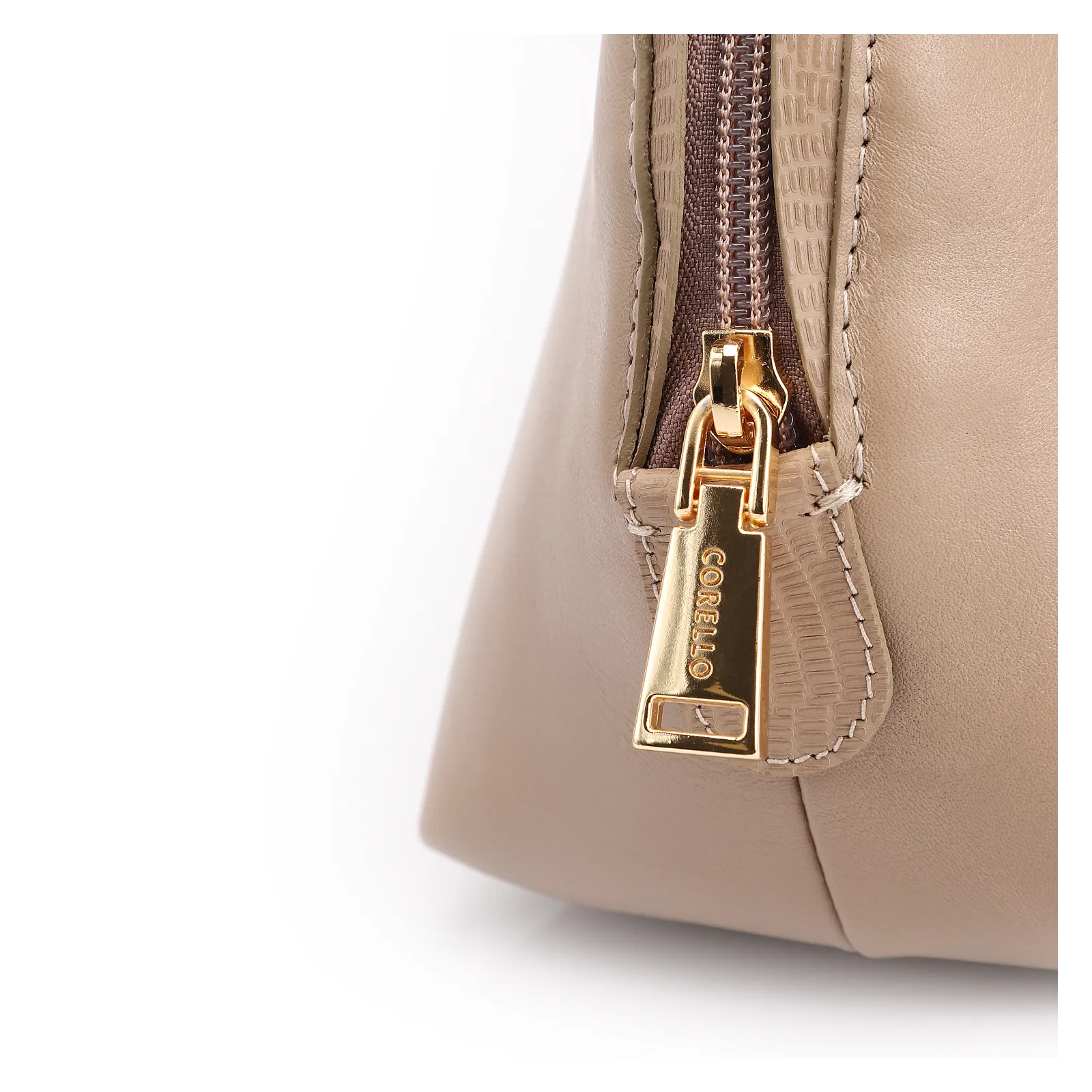 Bolsa De Ombro Couro Bege/Couro Lezard Bege