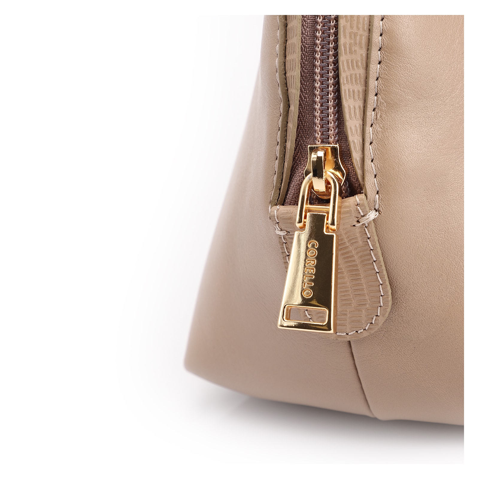 Bolsa De Ombro Couro Bege/Couro Lezard Bege