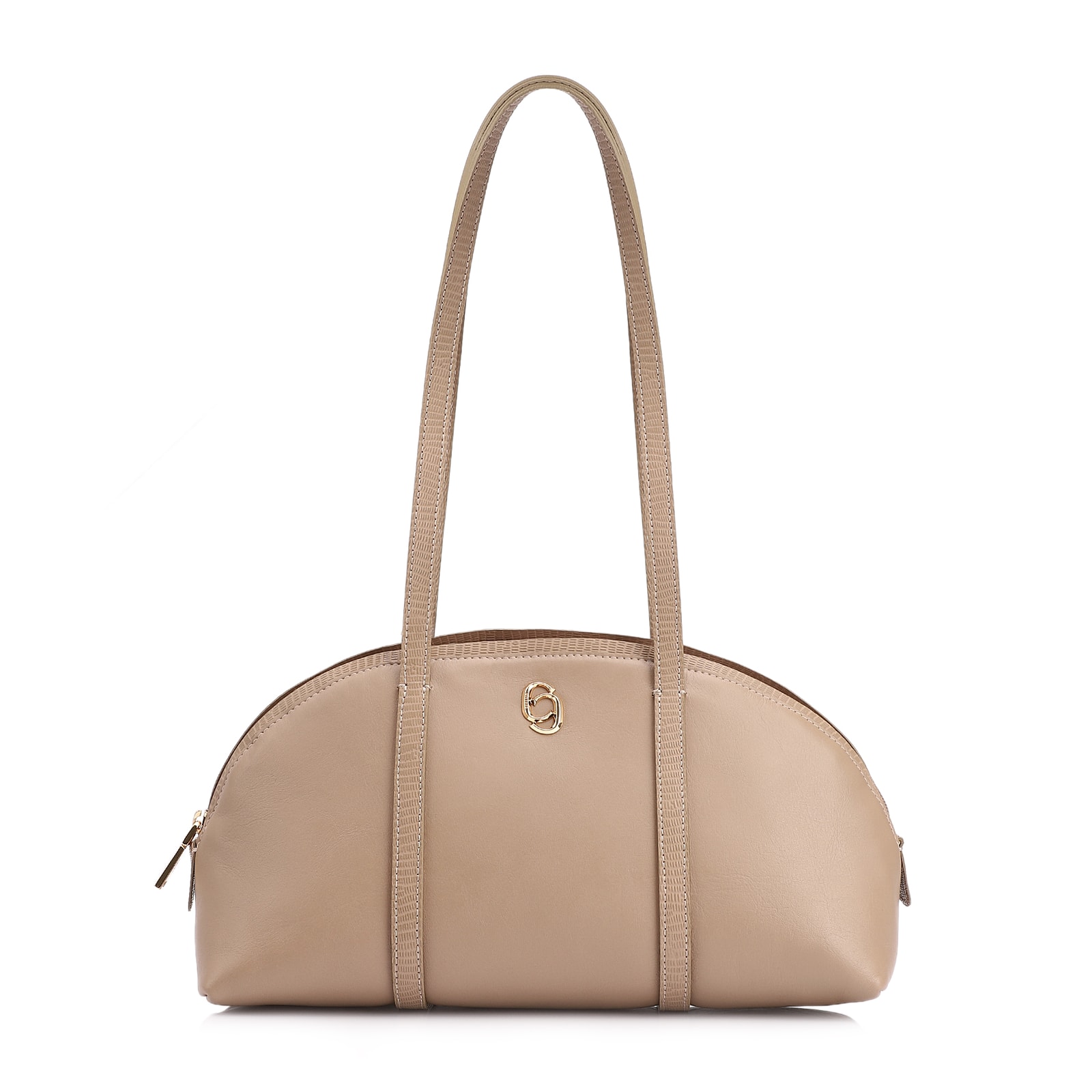 Bolsa De Ombro Couro Bege/Couro Lezard Bege