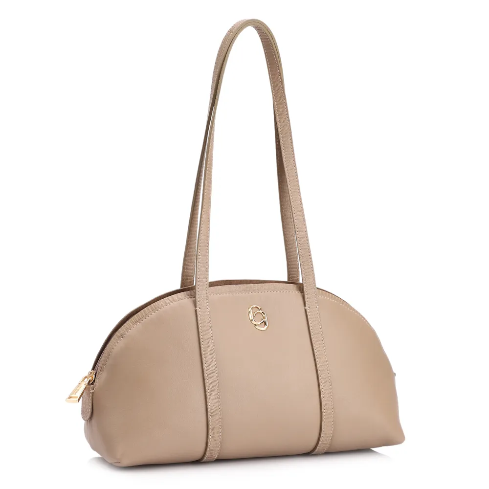Bolsa De Ombro Couro Bege/Couro Lezard Bege - imagem 2