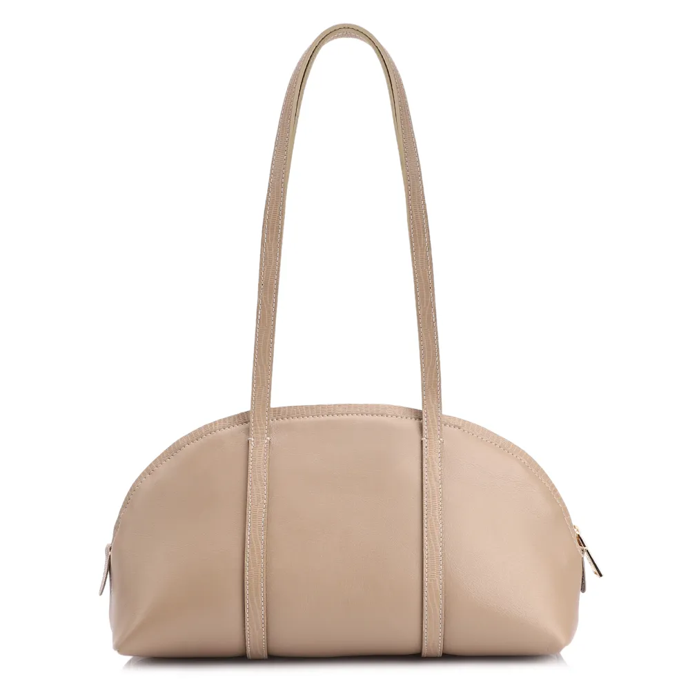 Bolsa De Ombro Couro Bege/Couro Lezard Bege - imagem 3