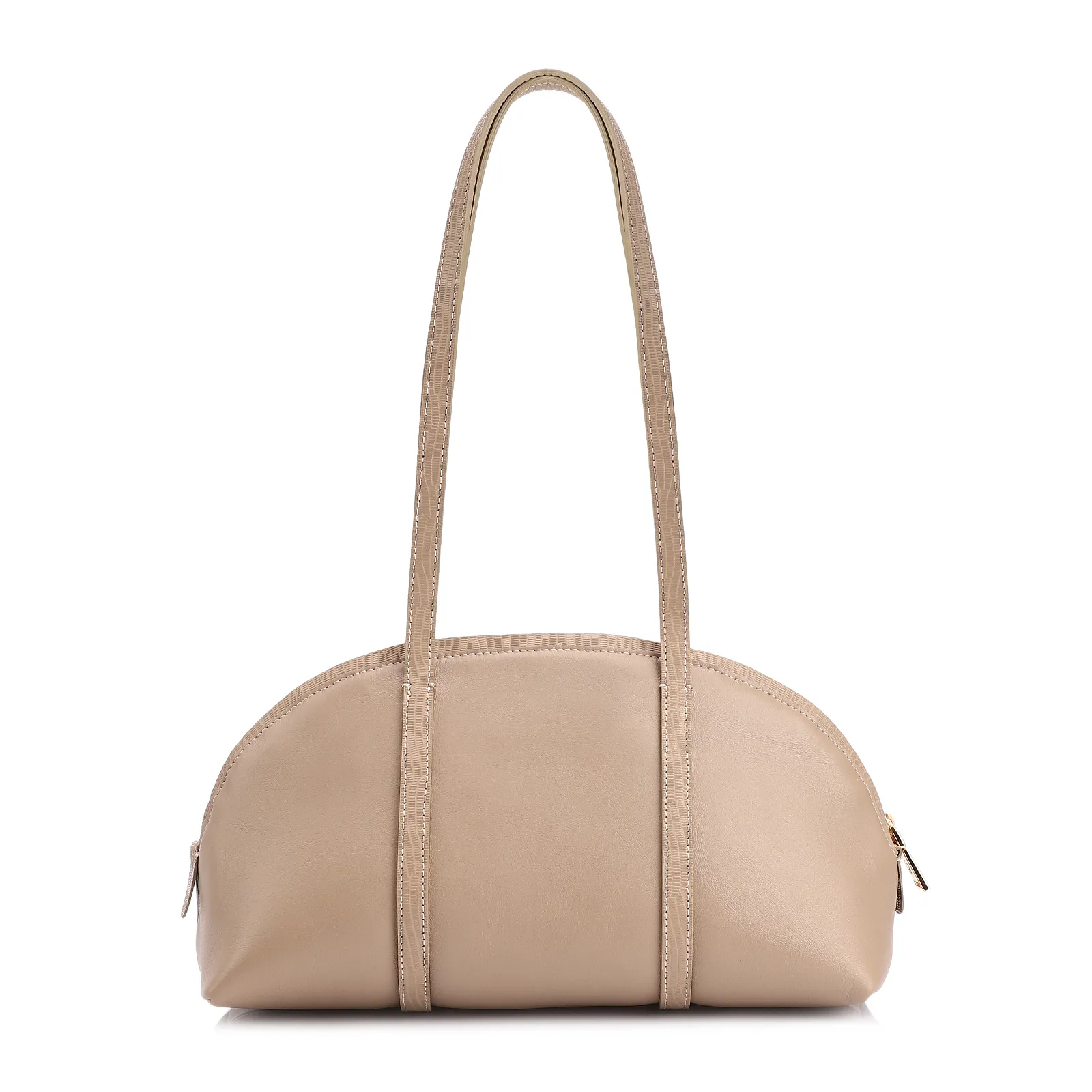 Bolsa De Ombro Couro Bege/Couro Lezard Bege