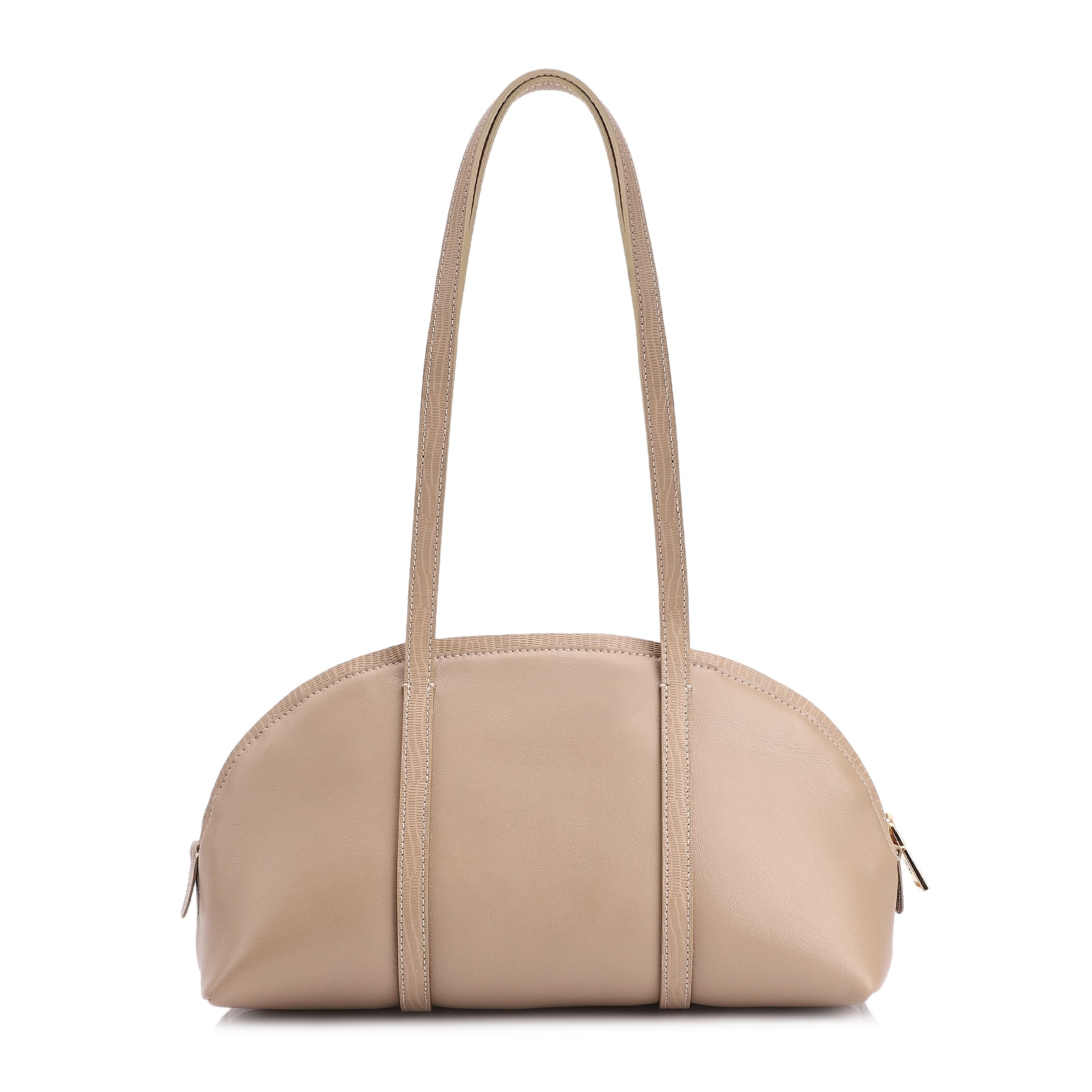 Bolsa De Ombro Couro Bege/Couro Lezard Bege