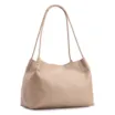 Bolsa De Ombro Couro Bege/Couro Nobuck Bege - imagem 3