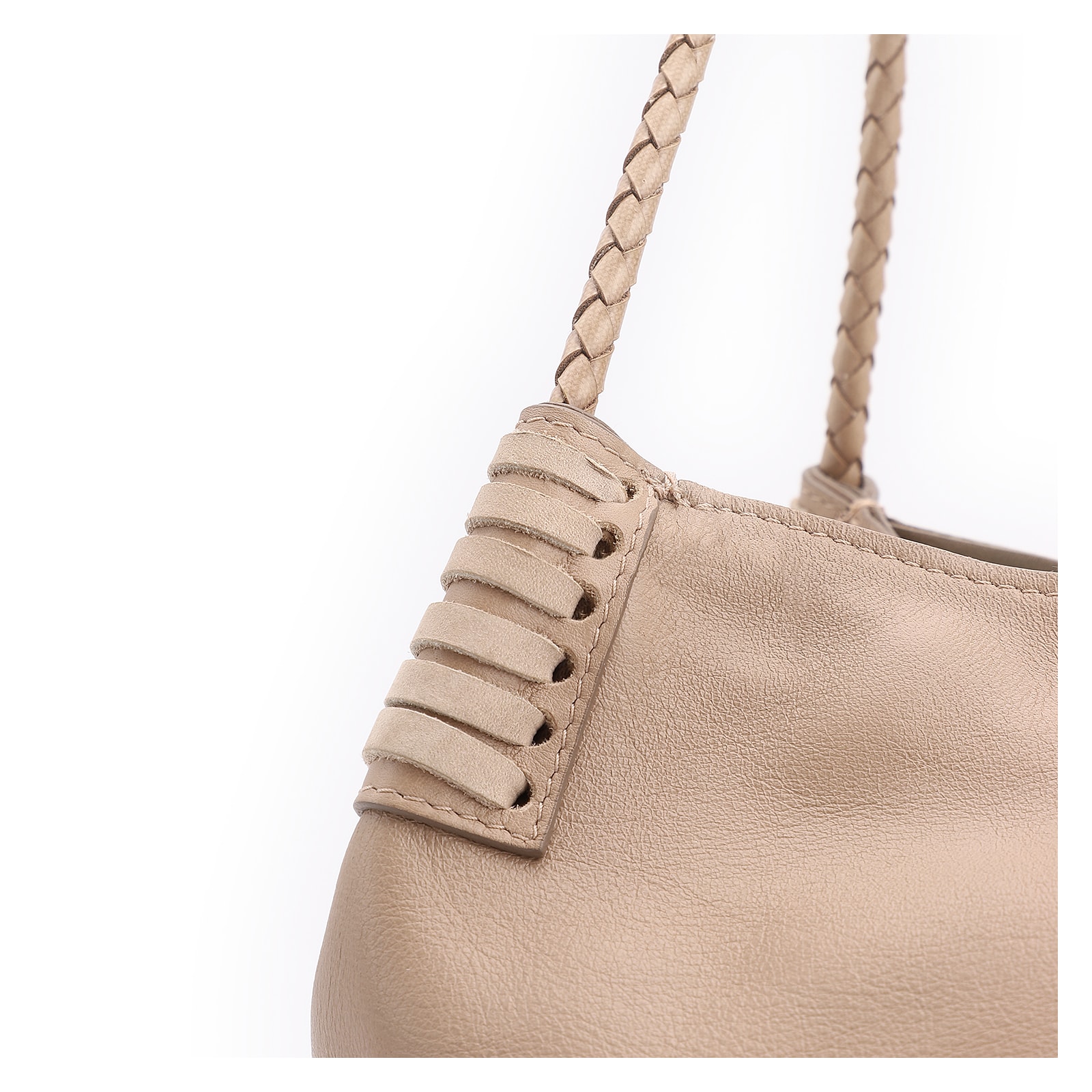 Bolsa De Ombro Couro Bege/Couro Nobuck Bege