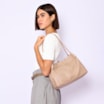 Bolsa De Ombro Couro Bege/Couro Nobuck Bege - imagem 2