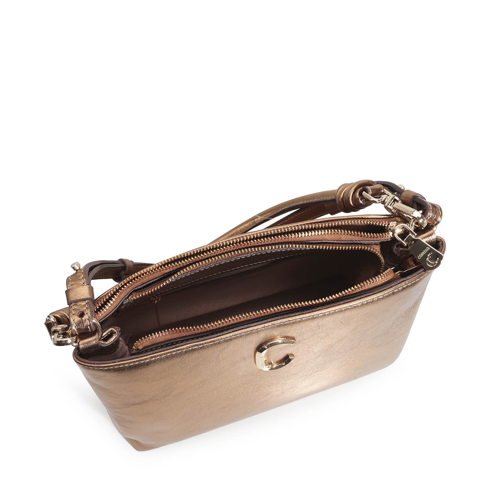 Bolsa De Ombro Couro Bronze
