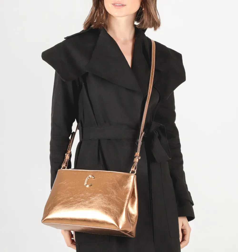 Bolsa De Ombro Couro Bronze - imagem 8