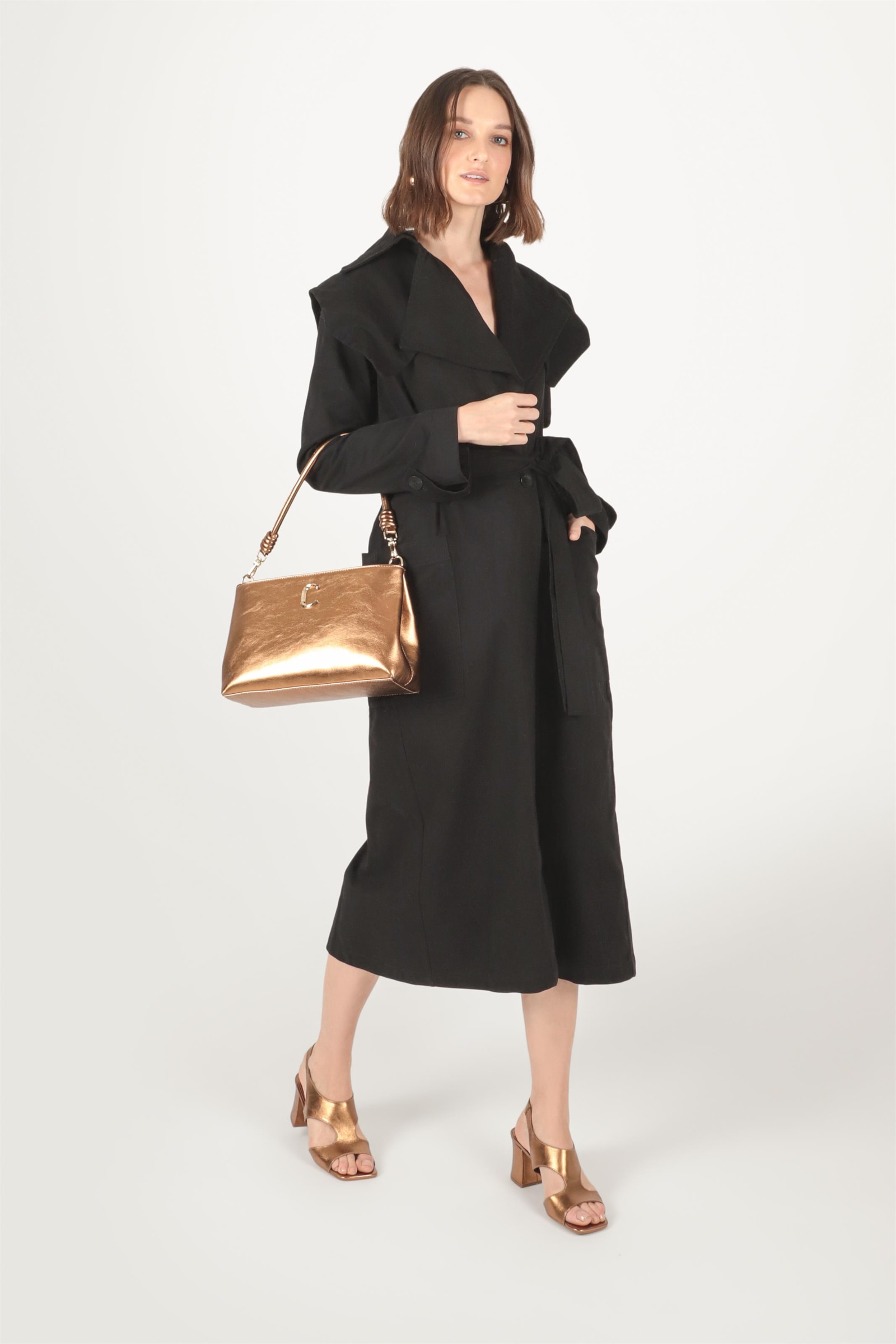 Bolsa De Ombro Couro Bronze