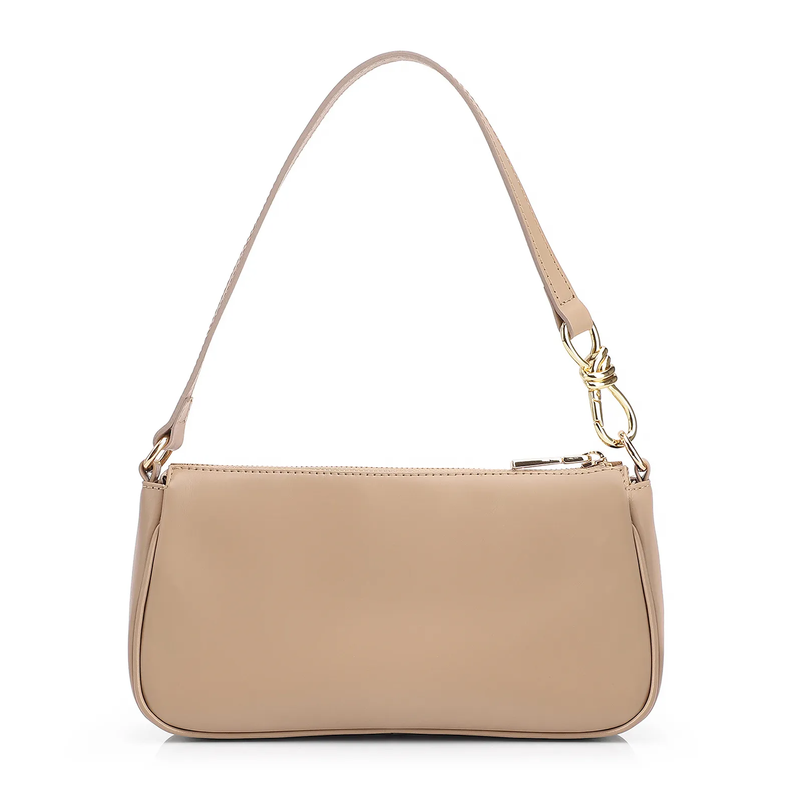 Bolsa De Ombro Couro Camurça/Couro Bege