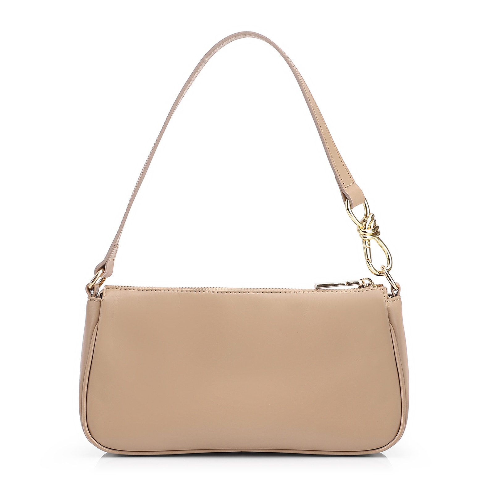 Bolsa De Ombro Couro Camurça/Couro Bege