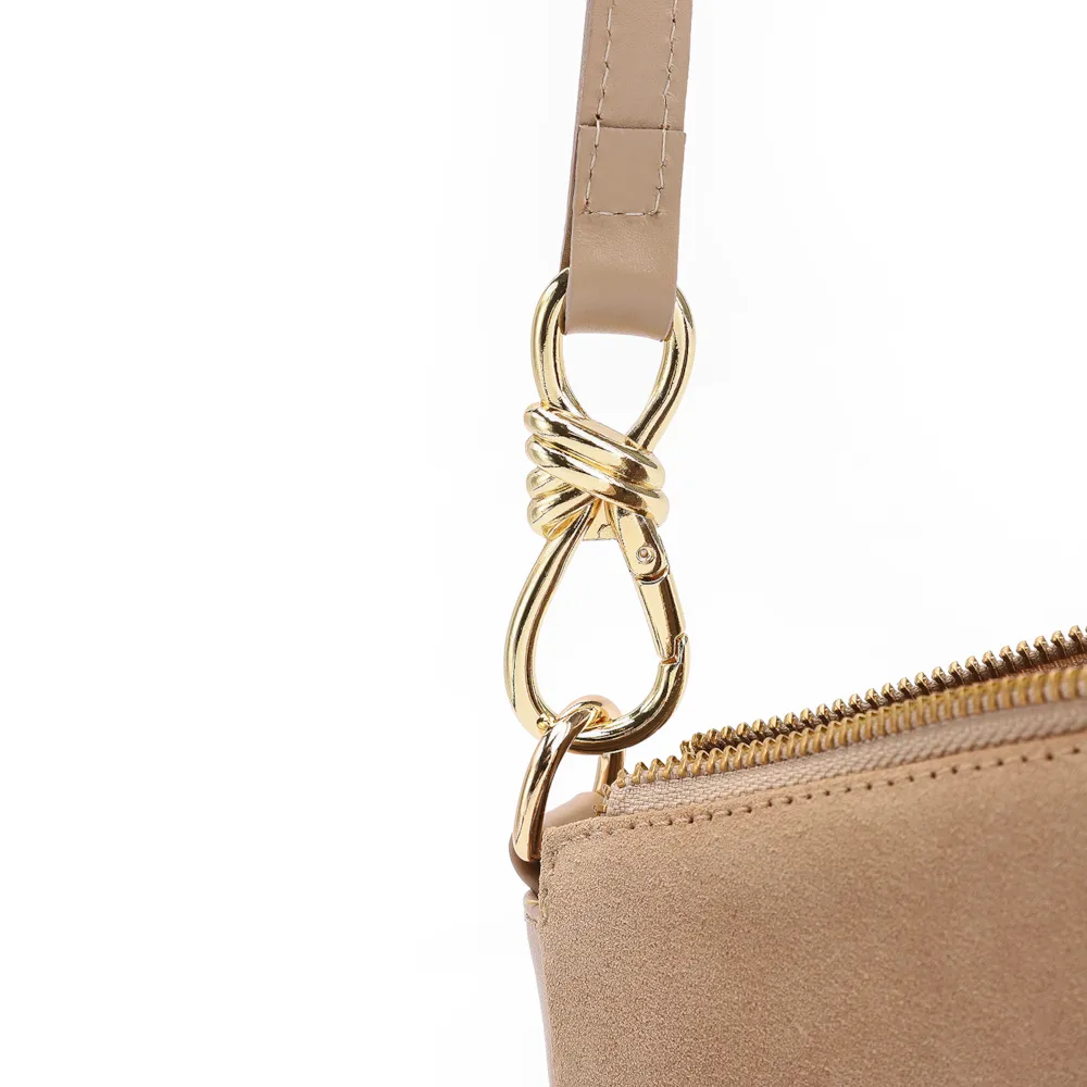 Bolsa De Ombro Couro Camurça/Couro Bege - imagem 8