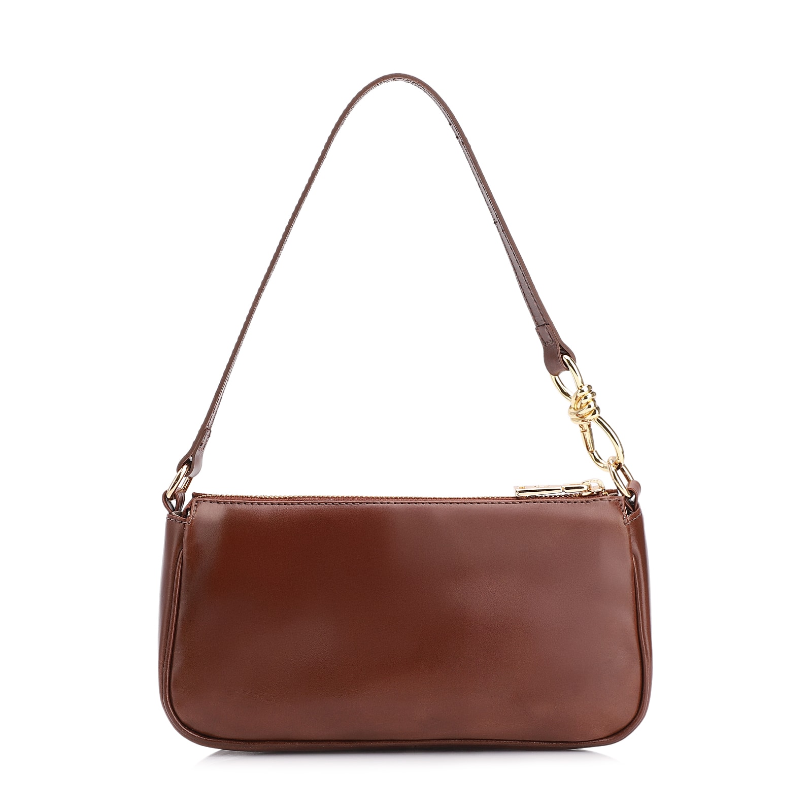 Bolsa De Ombro Couro Camurça/Couro Marrom Escuro