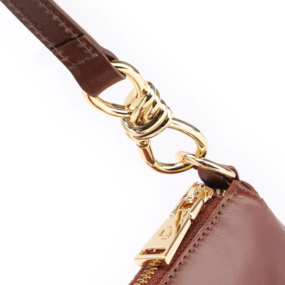 Bolsa De Ombro Couro Camurça/Couro Marrom Escuro - imagem 6