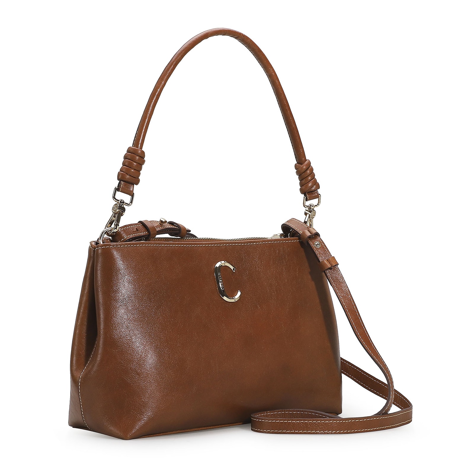 Bolsa De Ombro Couro Caramelo