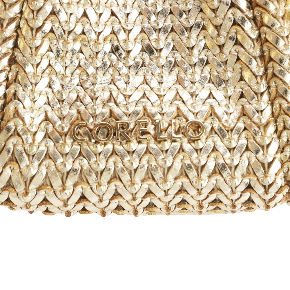 Bolsa De Ombro Couro Crochet Dourado - imagem 6