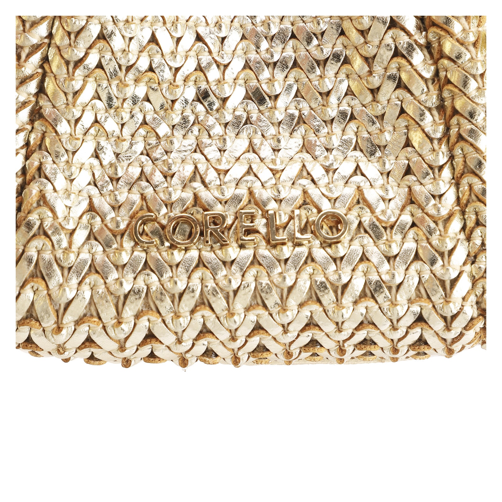 Bolsa De Ombro Couro Crochet Dourado