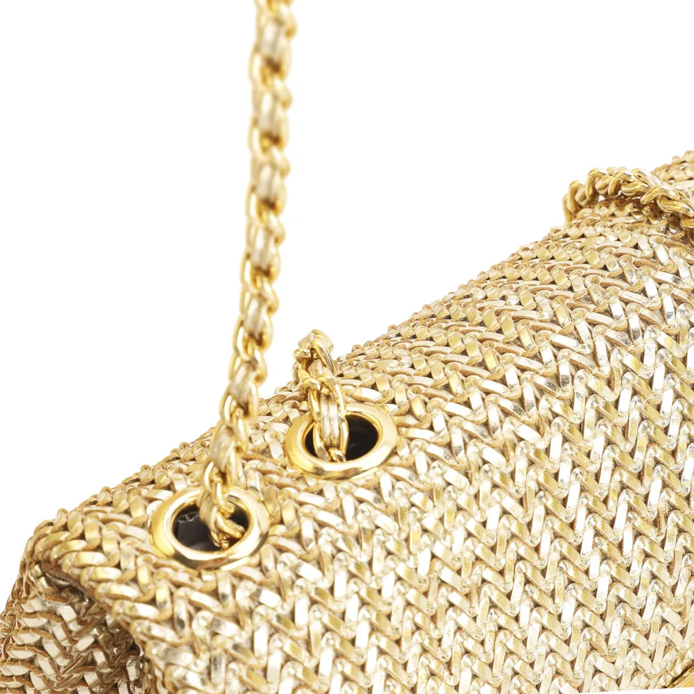 Bolsa De Ombro Couro Crochet Dourado - imagem 7
