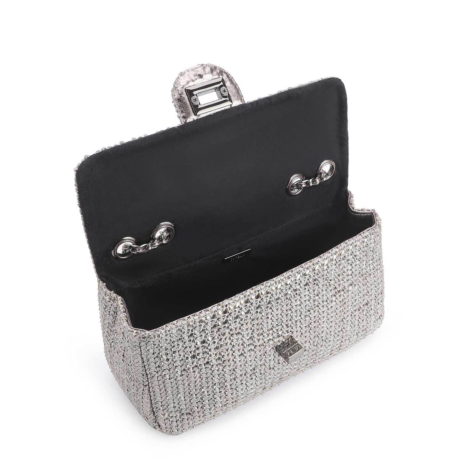 Bolsa De Ombro Couro Crochet Prata