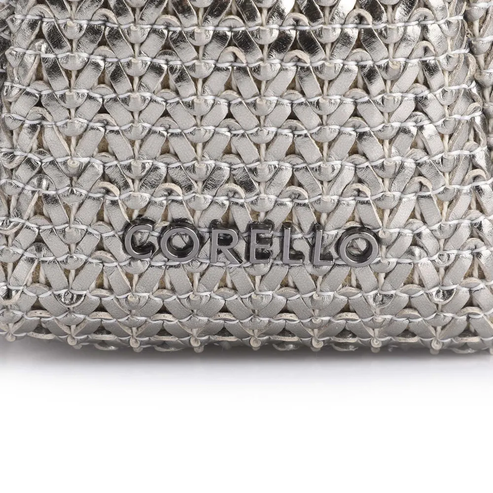 Bolsa De Ombro Couro Crochet Prata - imagem 6