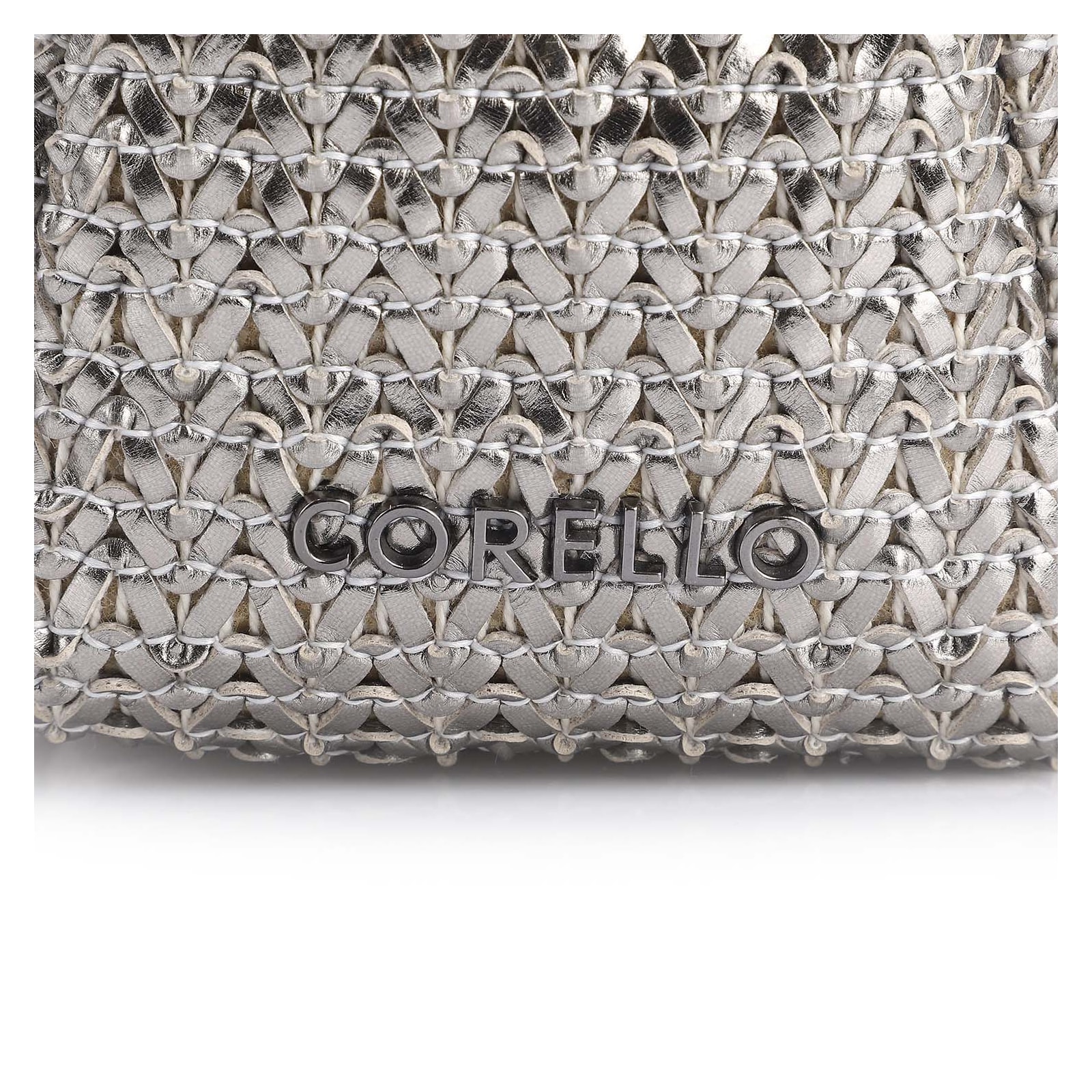 Bolsa De Ombro Couro Crochet Prata
