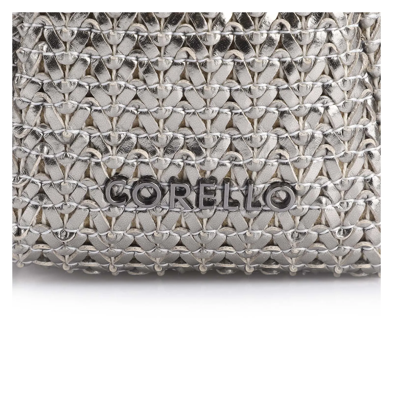 Bolsa De Ombro Couro Crochet Prata