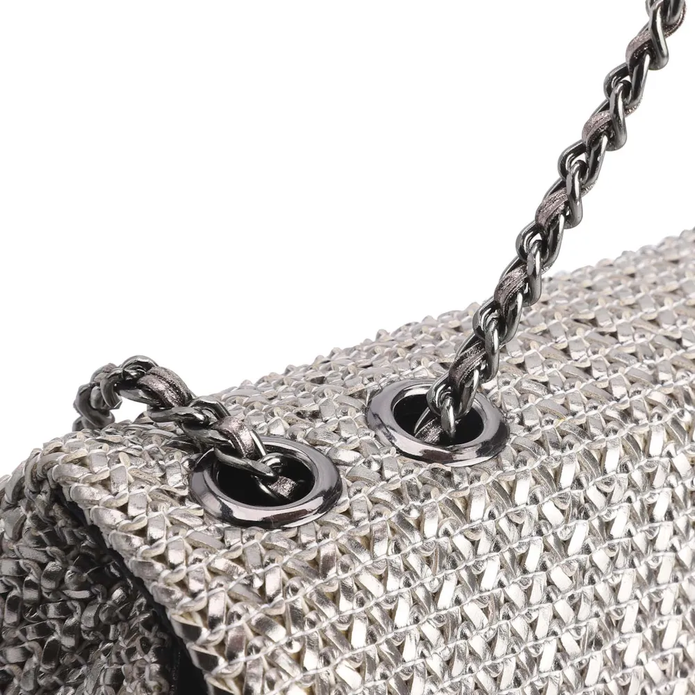 Bolsa De Ombro Couro Crochet Prata - imagem 7