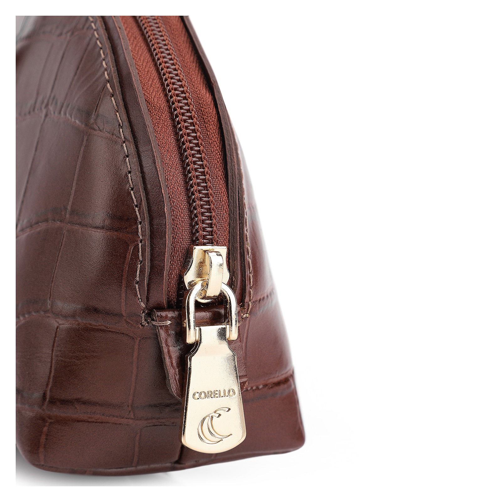 Bolsa De Ombro Couro Croco Marrom