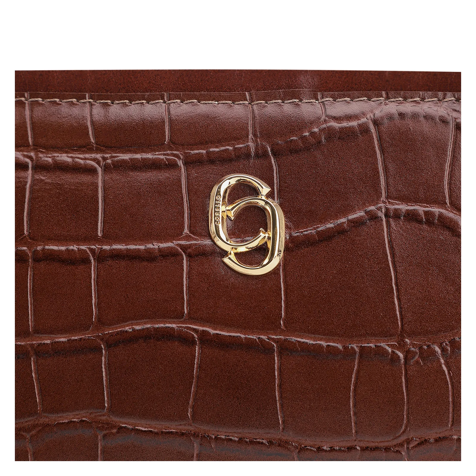 Bolsa De Ombro Couro Croco Marrom