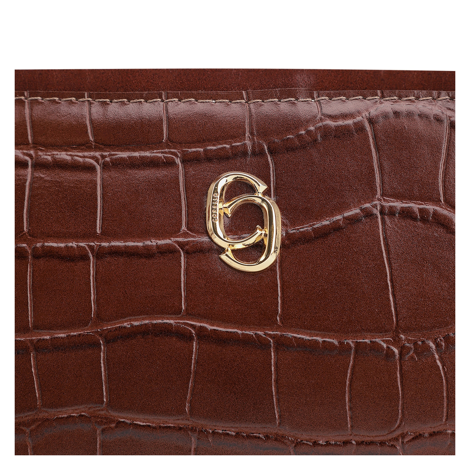 Bolsa De Ombro Couro Croco Marrom