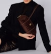 Bolsa De Ombro Couro Croco Marrom - imagem 2