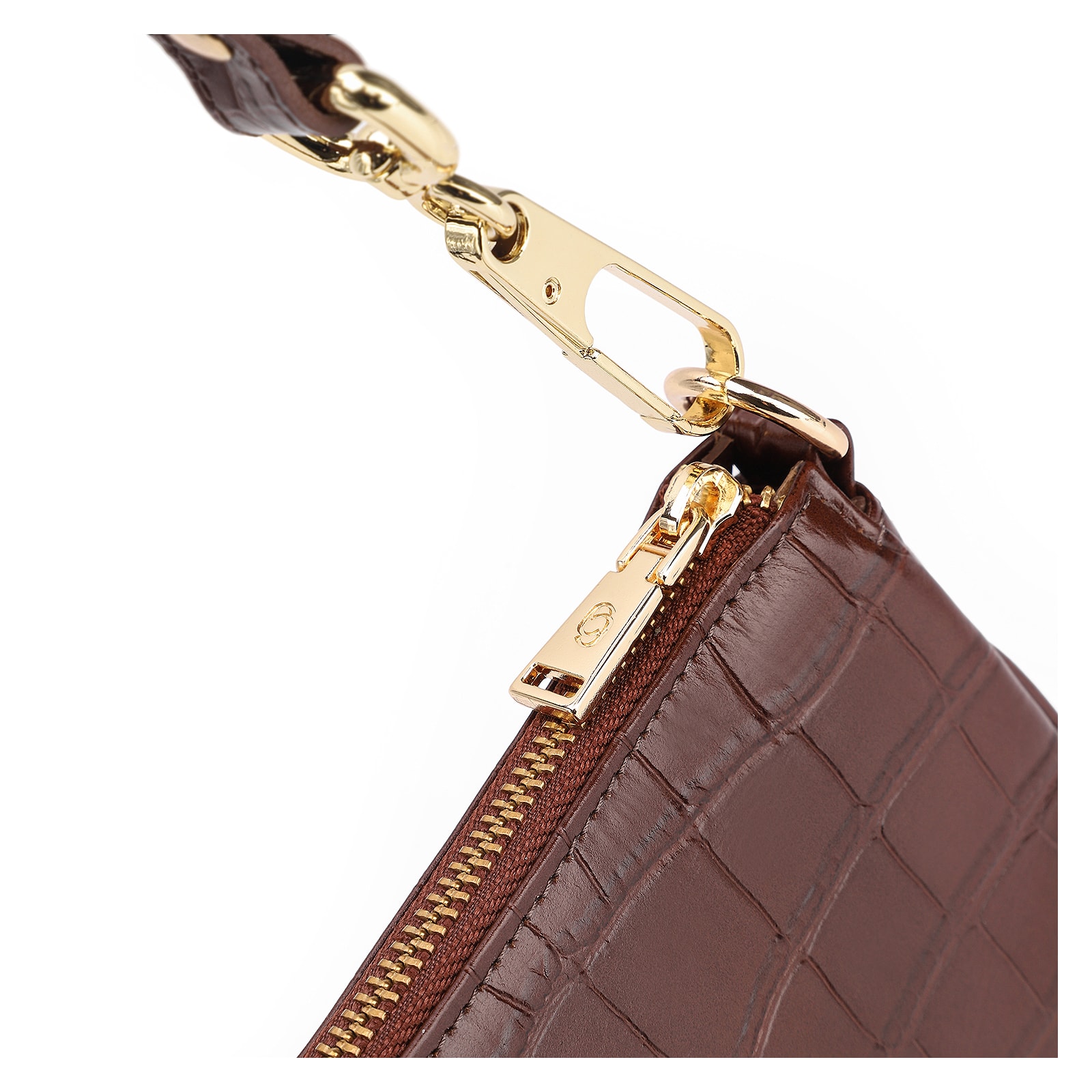 Bolsa De Ombro Couro Croco Marrom