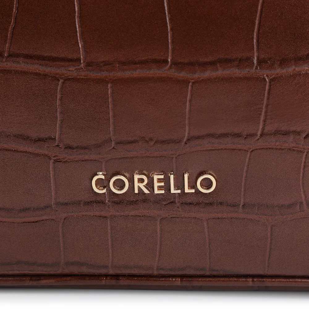 Bolsa De Ombro Couro Croco Marrom - imagem 6
