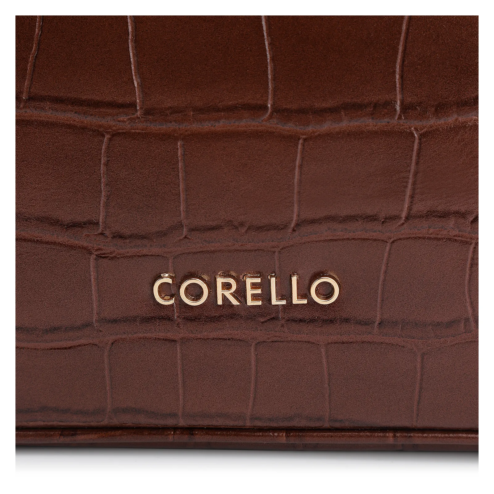 Bolsa De Ombro Couro Croco Marrom