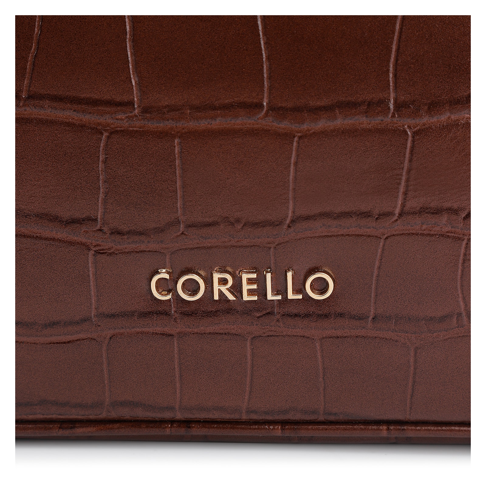 Bolsa De Ombro Couro Croco Marrom