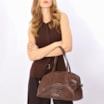  Bolsa De Ombro Couro Croco Marrom - imagem 2