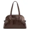  Bolsa De Ombro Couro Croco Marrom - imagem 4