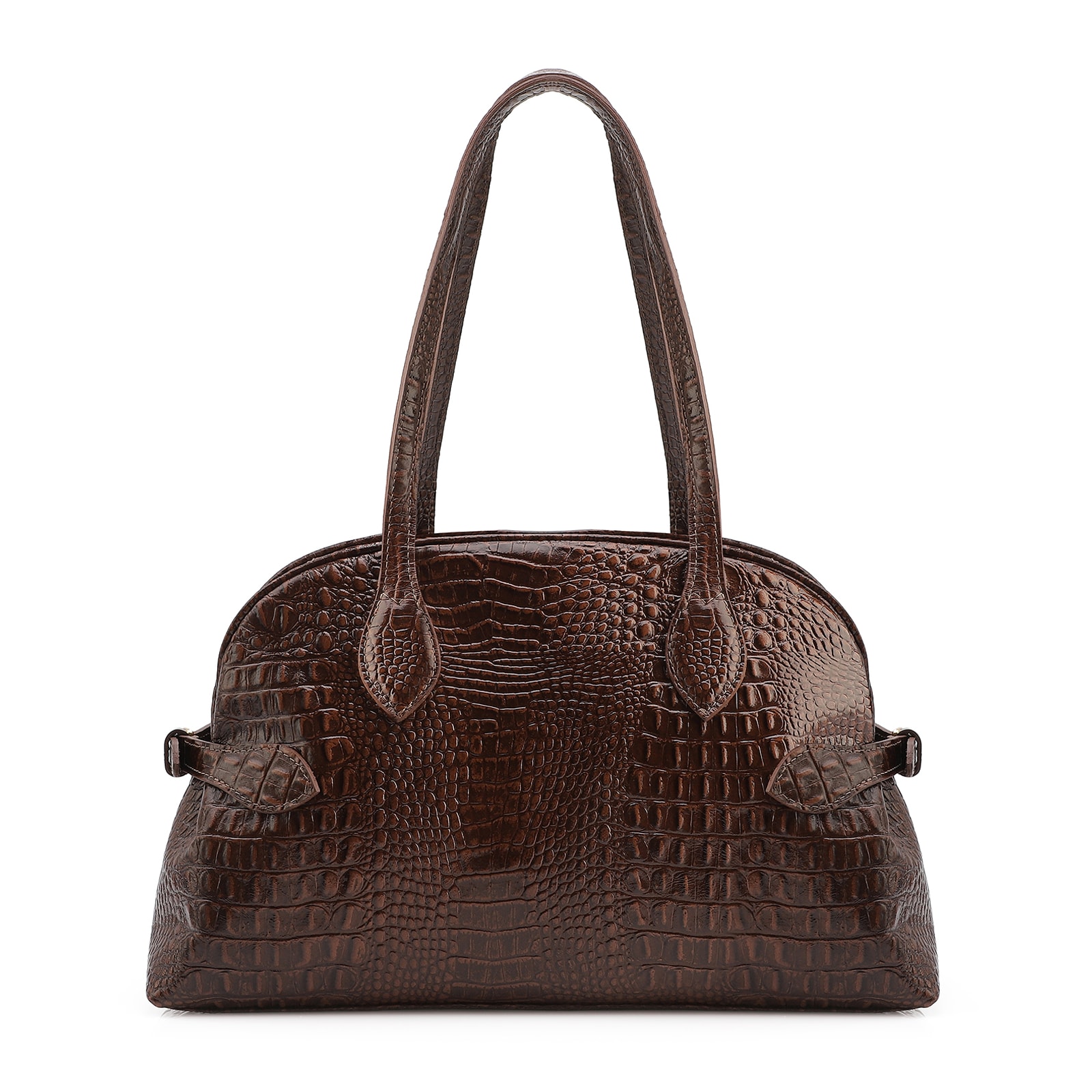  Bolsa De Ombro Couro Croco Marrom