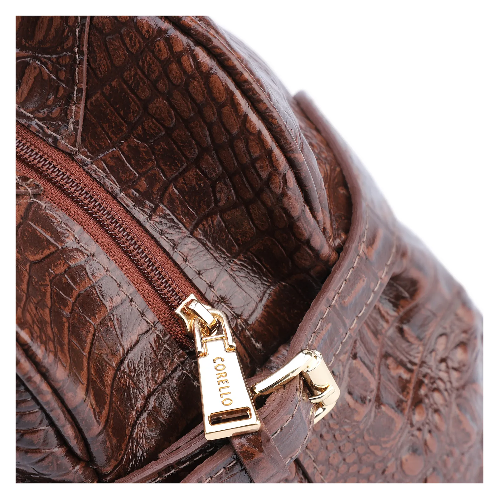  Bolsa De Ombro Couro Croco Marrom