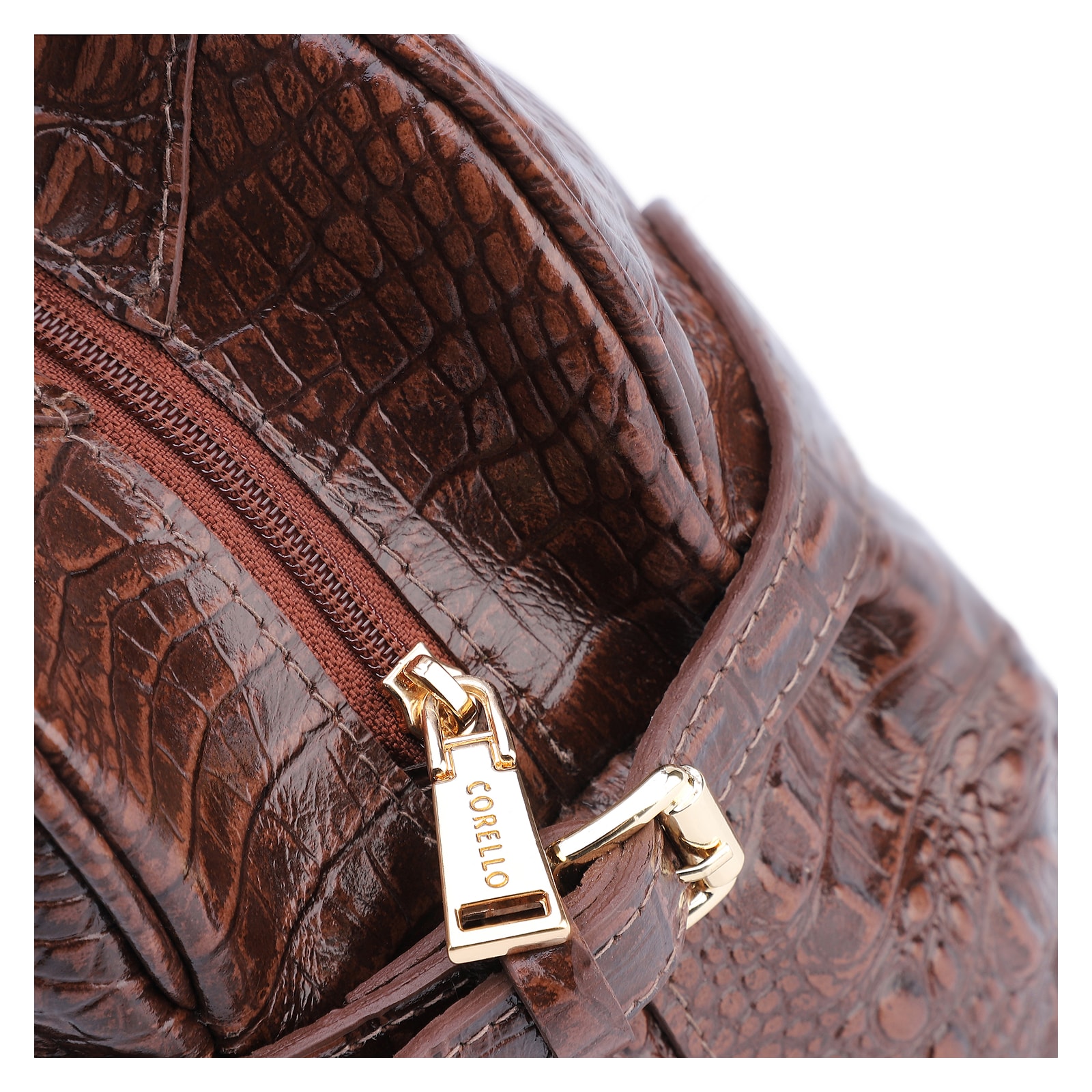  Bolsa De Ombro Couro Croco Marrom