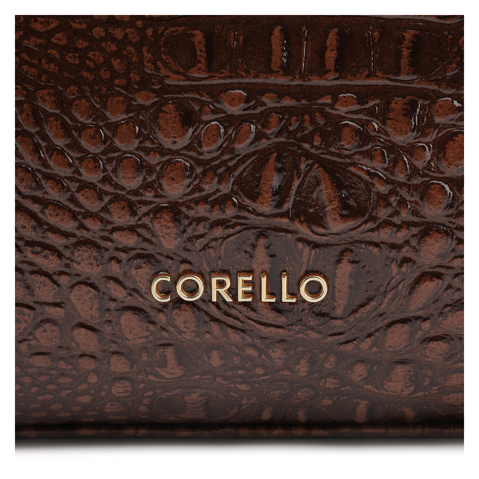  Bolsa De Ombro Couro Croco Marrom