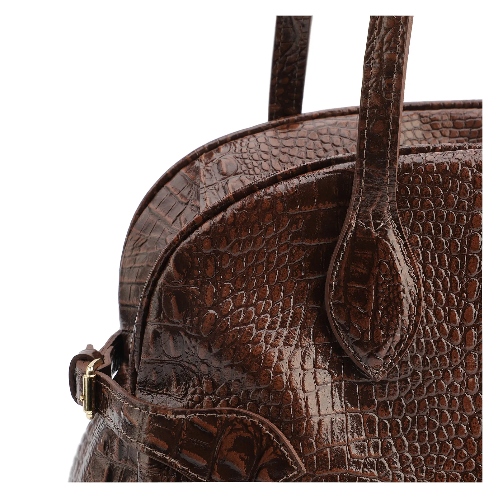 Bolsa De Ombro Couro Croco Marrom