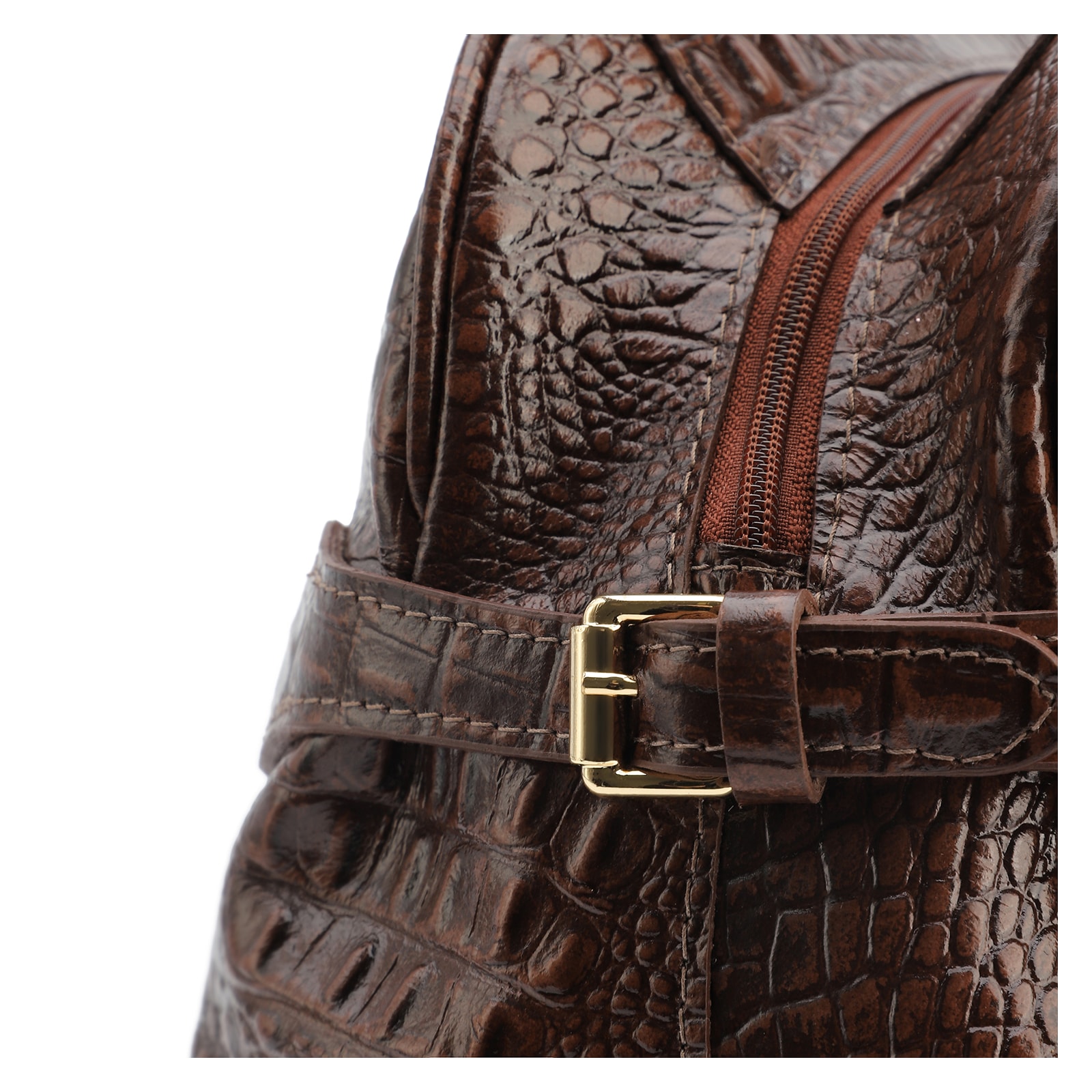 Bolsa De Ombro Couro Croco Marrom