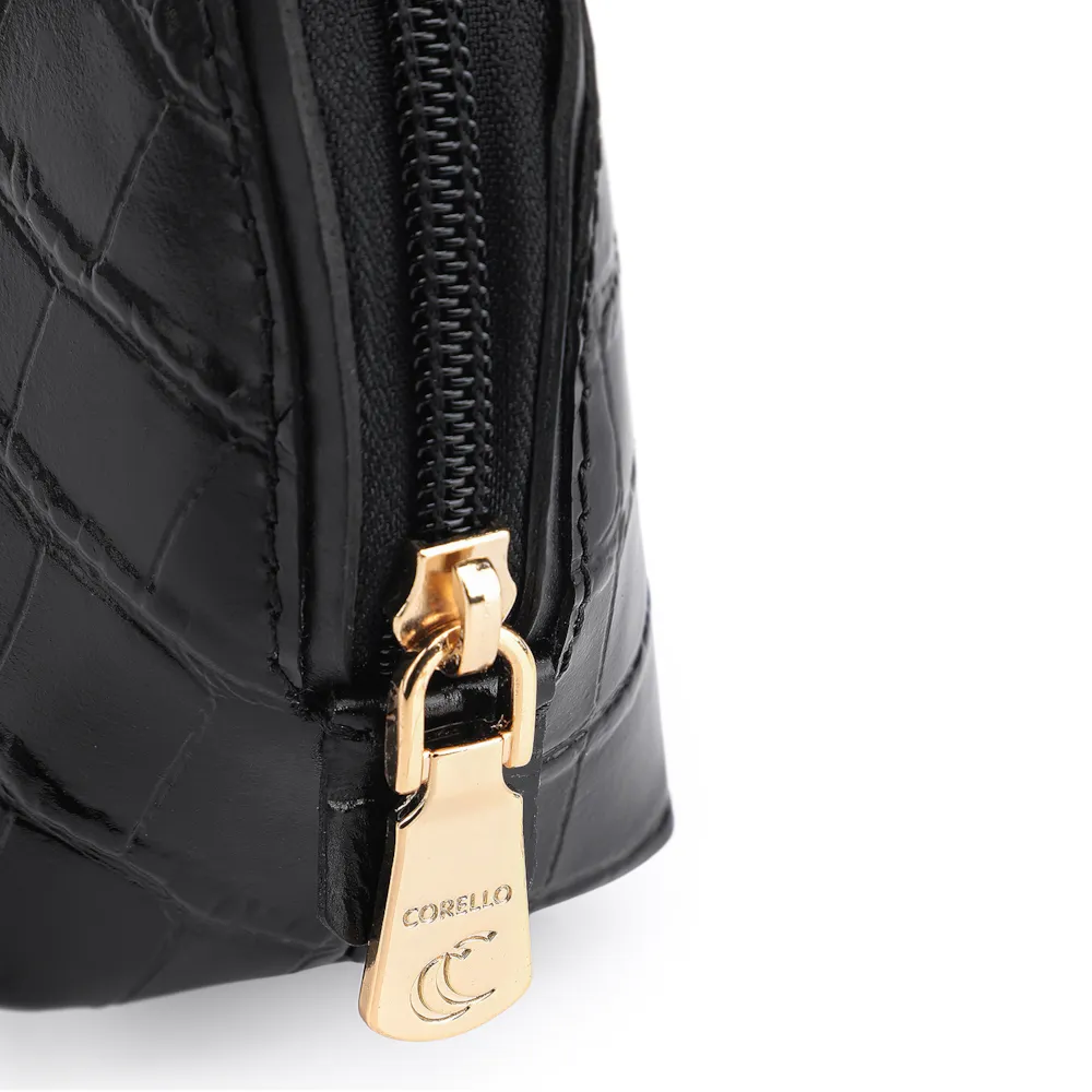 Bolsa De Ombro Couro Croco Preto - imagem 5