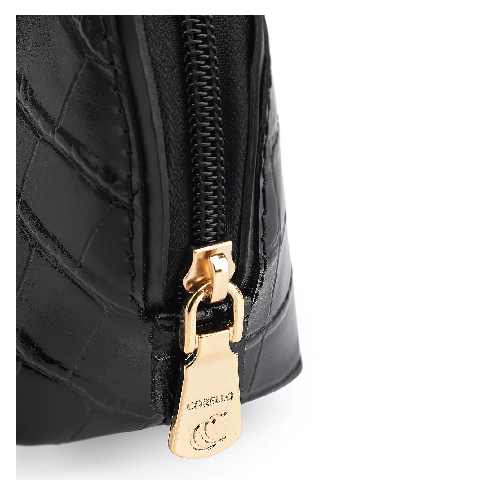 Bolsa De Ombro Couro Croco Preto