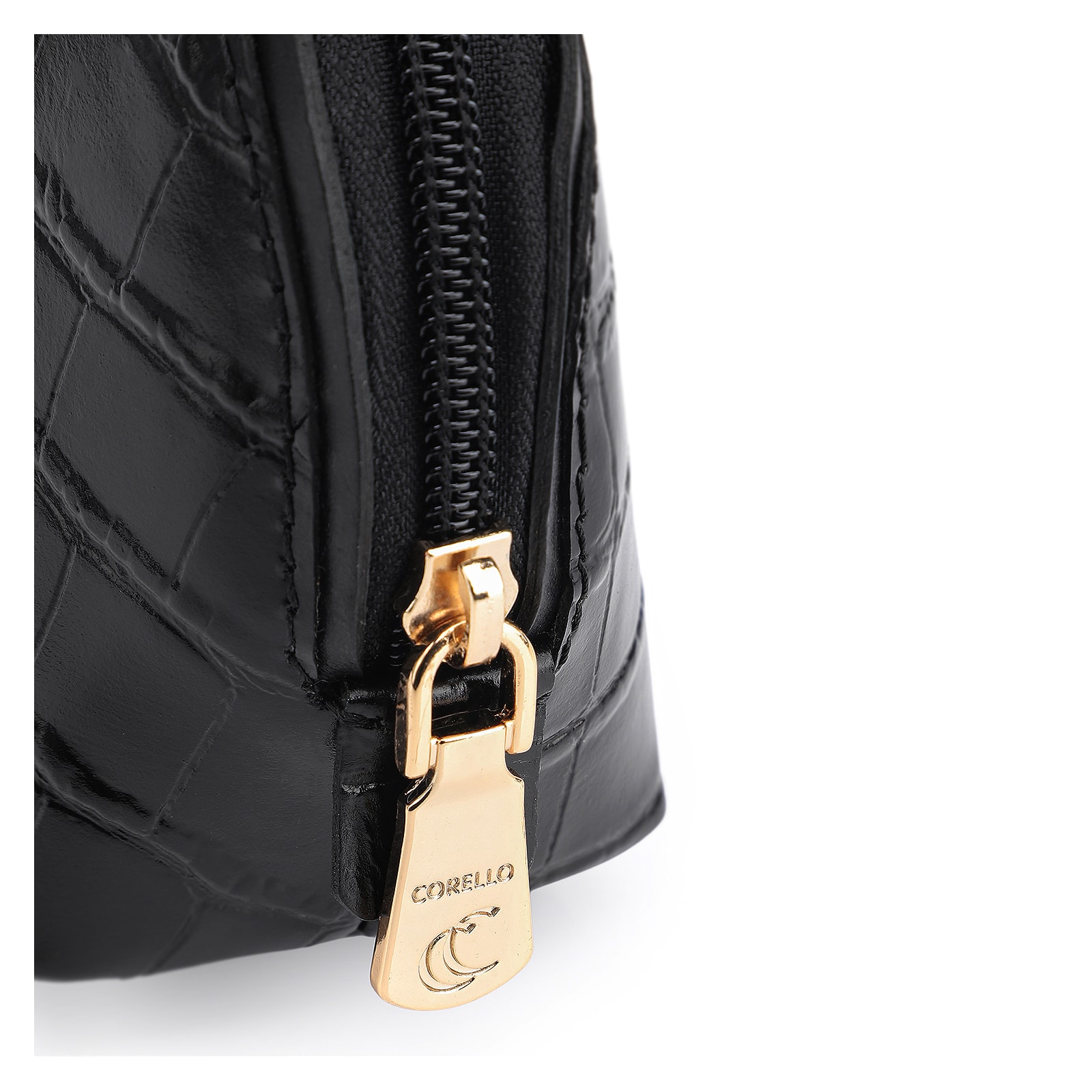 Bolsa De Ombro Couro Croco Preto
