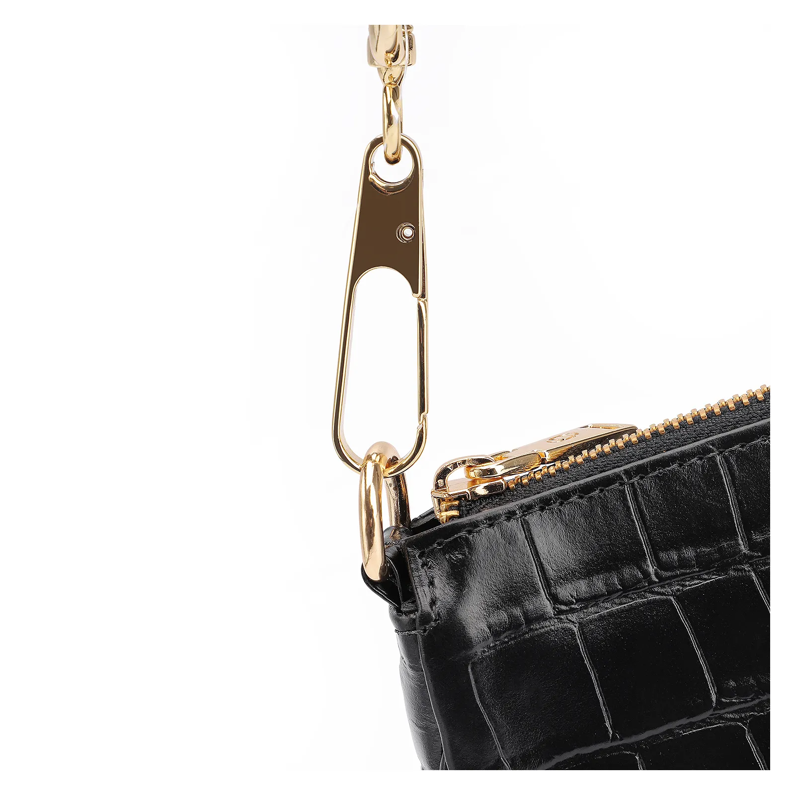 Bolsa De Ombro Couro Croco Preto